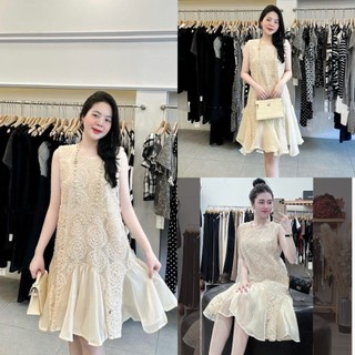 Váy Ren Xuông Đuôi Cá Hoa Nổi, Chất Ren 2 Lớp Phối Tơ Óng Cao Cấp