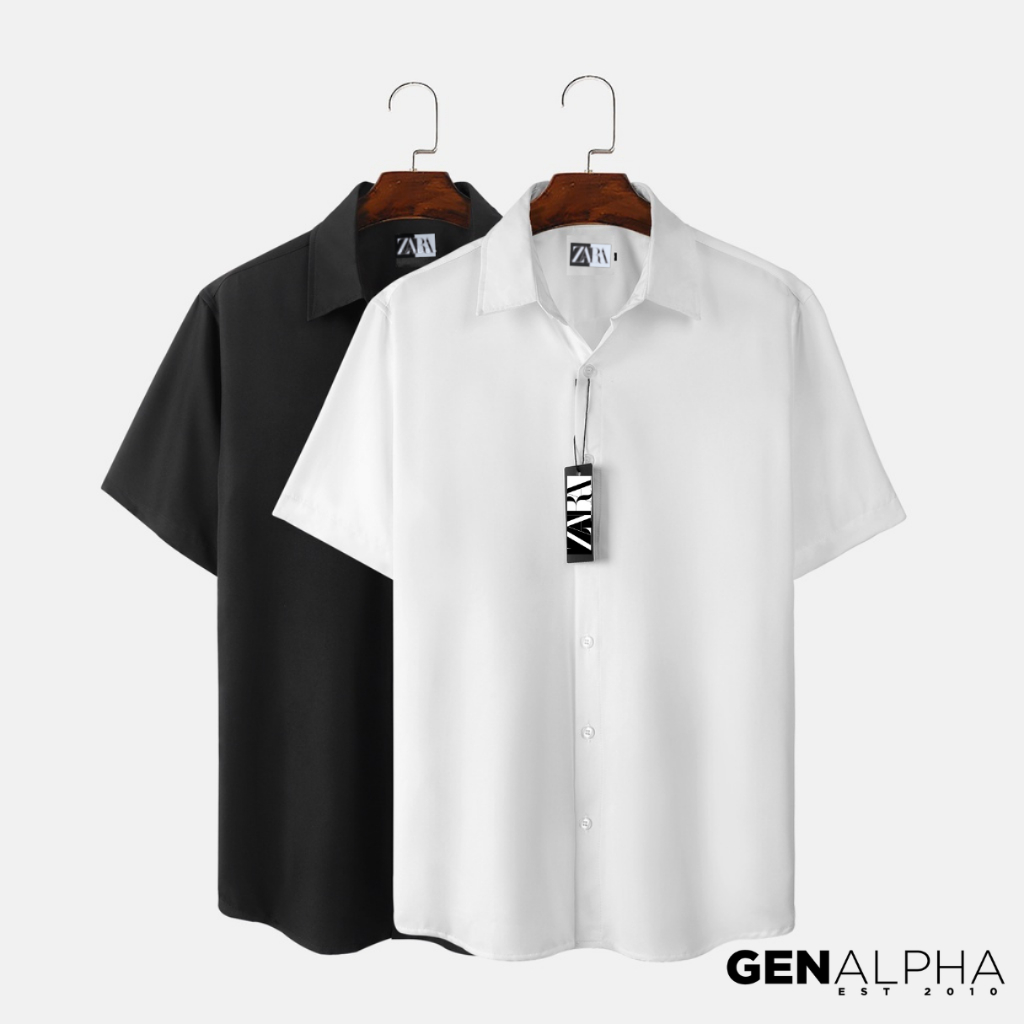 Áo sơ mi nam ngắn tay GEN ALPHA, chất vải lụa Thái cotton mềm mịn thoáng mát kiểu dáng suông GEN36Y7