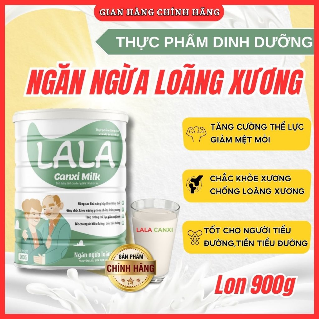 Sữa canxi LALA Canxi Milk 900g, Sữa canxi cho người già, Sữa canxi cho người lớn, Sữa xương khớp