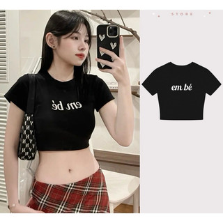 ÁO CROPTOP THUN ÔM BODY IN CHỮ EM BÉ HÓT SIÊU DỄ THƯƠNG BOONG STORE CRBEBE