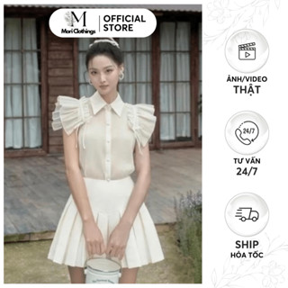  Set Áo Sơ Mi Tơ Bèo Mix Chân Váy Xếp Li Tafta Ôm Gọn Tiểu Thư N70| MORI CLOTHINGS 