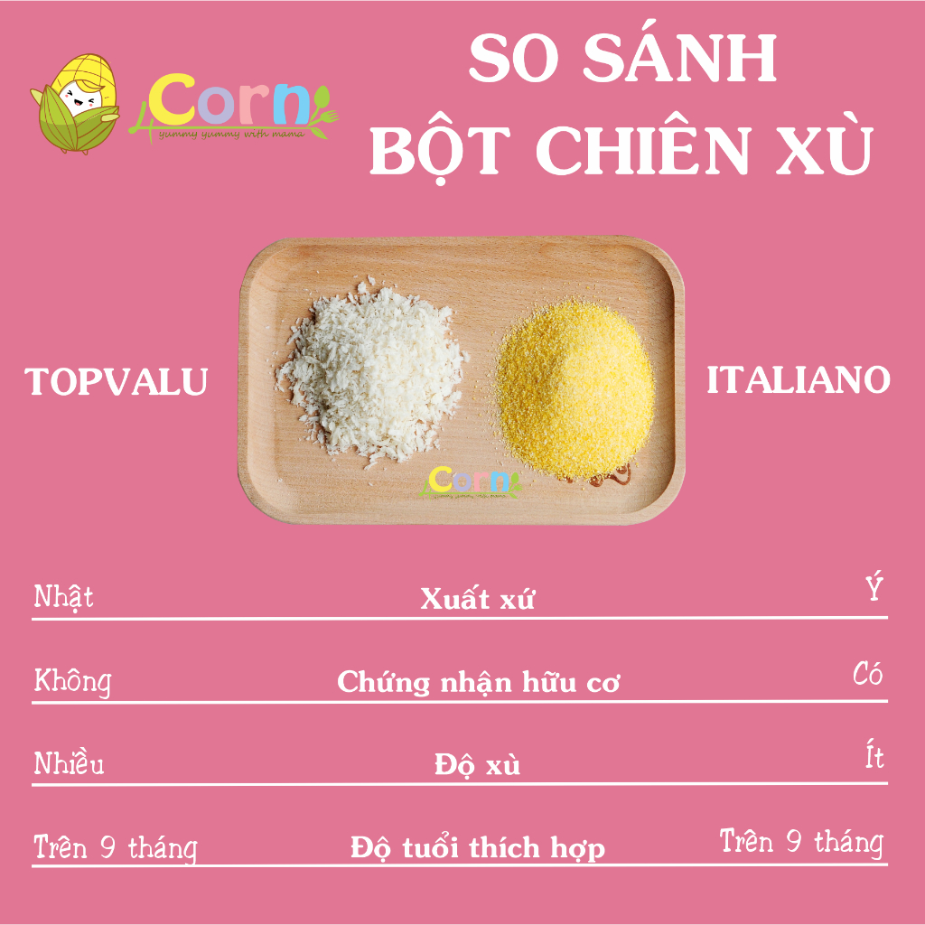 Bột chiên xù hữu cơ Italiano Ý và Topvalu Nhật - Cho bé 9m+