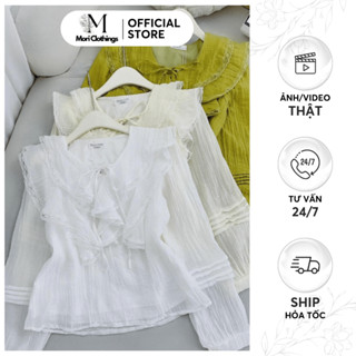  Áo Sơ Mi Voan Tơ Cổ Bèo Áo Kiểu Nữ Dài Tay Phong Cách Tiểu Thư Hàn Quốc | MORI CLOTHINGS N499 