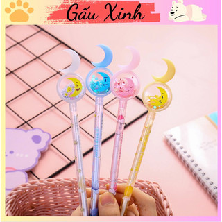 Bút nước gel đen nhũ trăng cười