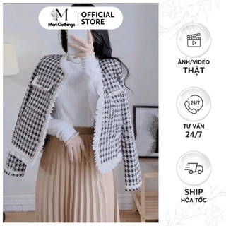 Áo Khoác Dạ Tweed Ziczac Viền Trắng Dễ Phối Đồ Họa Tiết Kẻ Caro N295 | MORI CLOTHINGS