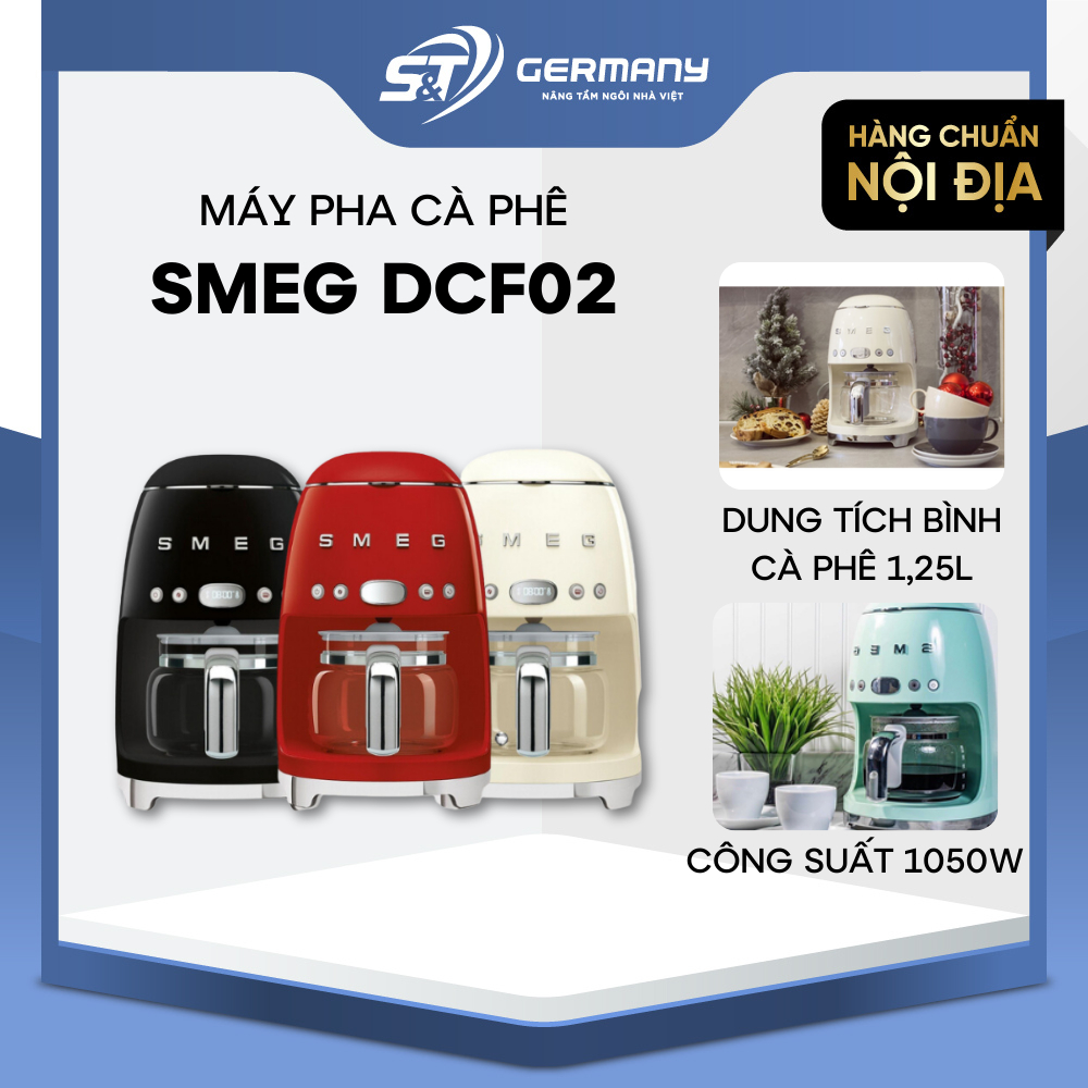 Máy Pha Cà Phê SMEG DCF02 Nội Địa Đức Thiết Kế Retro Thời Thượng Cao Cấp, Máy Pha Cafe Tiện Lợi GSTElectronic