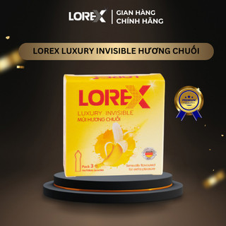 Bao cao su Lorex Luxury Invisible hương chuối size 49mm, hộp 3 bao