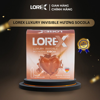 Bao cao su Lorex Luxury Invisible hương socola size 49mm, hộp 3 bao