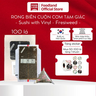 Rong biển cuộn cơm Nắm Onigiri Tam giác (Vinyl) Hàn Quốc Fresiweed 100 Lá - Foodland