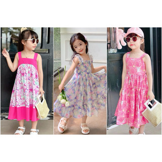 Đầm 2 dây hoa 3d. đầm 2 dây bé gái. váy 2 dây bé gái. váy bé gái đi biển. đầm bé gái đi biển.