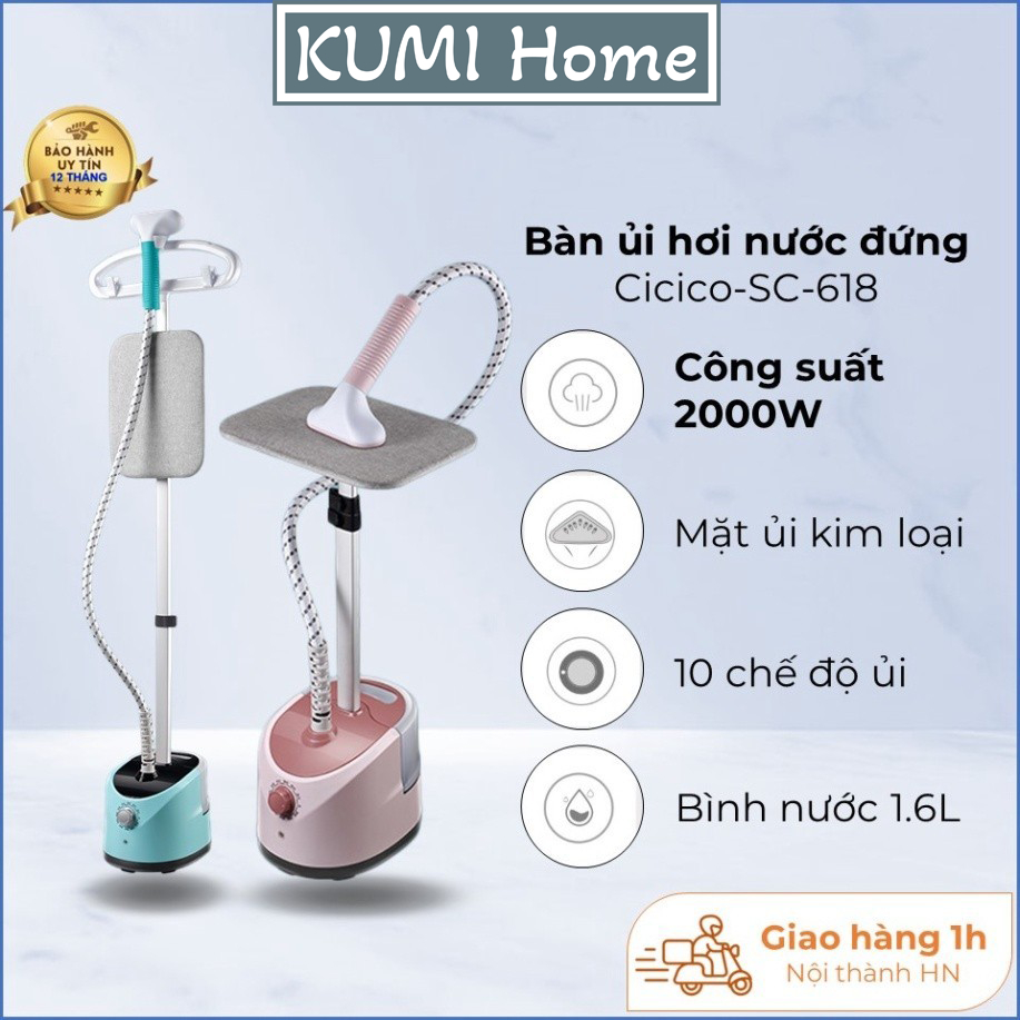 Bàn ủi hơi nước đứng Sohi SC-618, công suất 2000W, phù hợp mọi loại vải, màu Hồng và Xanh