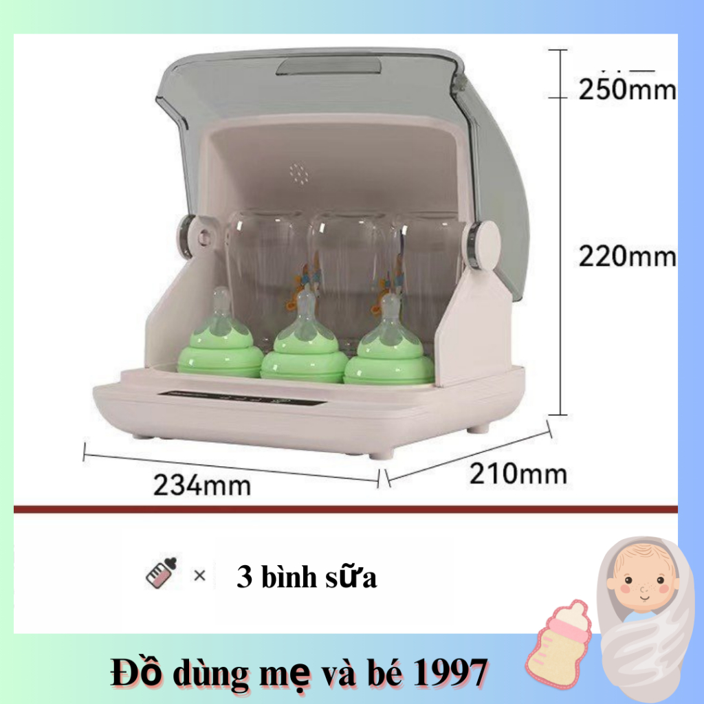 Máy sấy bình sữa 3in1 cho bé sấy khô, tiệt trùng UV, bảo quản Nội địa