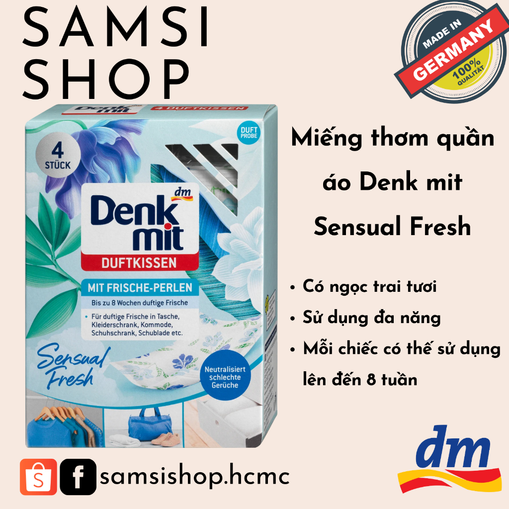 Miếng thơm quần áo Denk mit Sensual Fresh, 4 miếng🌸🍃👚
