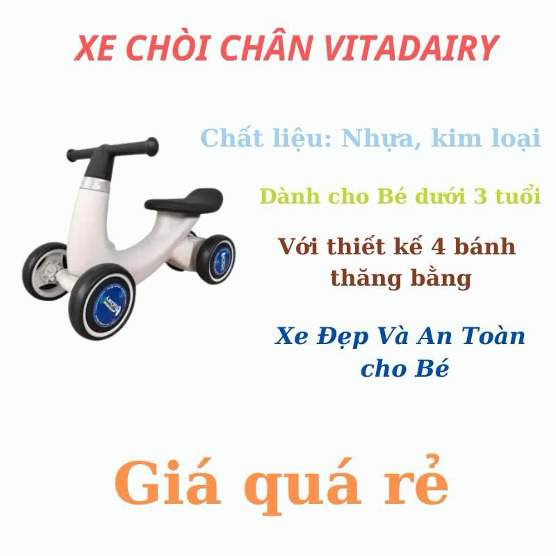 Xe chòi , xe chòi chân với thiết kế 4 bánh an toàn dành cho các bé dưới 36 tháng tuổi hàng khuyến mãi của sữa Vitadairy