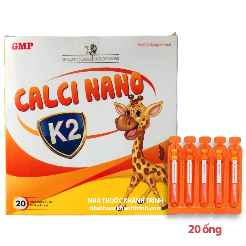 (Hộp 20 ống) Chế phẩm CALCI NANO K2 dạng nước - bổ sung canxi cho trẻ em và người lớn