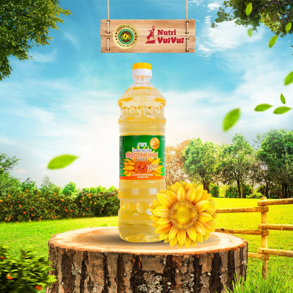 Dầu Ăn Hoa Hướng Dương Organic Nhập Khẩu Nga Vipep Chai 1L - Việt Xanh