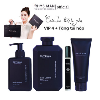 {Quà tặng Tình Yêu 4 SP+ Túi Hộp} Sữa tắm gội nam 3in1 + Sữa rửa mặt nam + Dung dịch vệ sinh + Nước hoa nam RHYS MAN