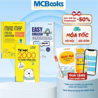 Sách - Combo Mindmap English Grammar và Easy English Conversation Tặng Tự Học 2000 Từ Vựng Tiếng Anh Cơ Bản
