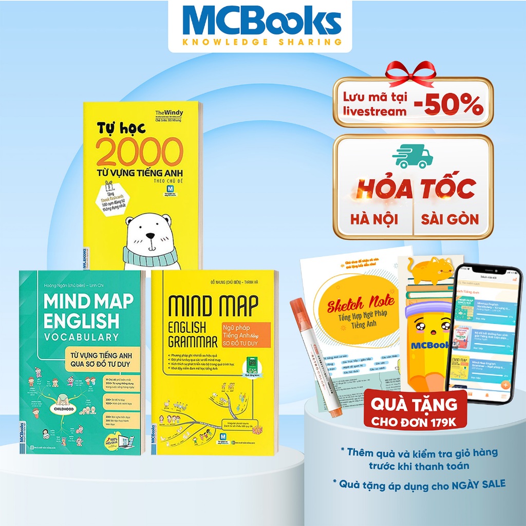 Sách - Combo Mindmap English Và Tự Học 2000 Từ Vựng Tiếng Anh Cơ Bản Kèm App Học Online