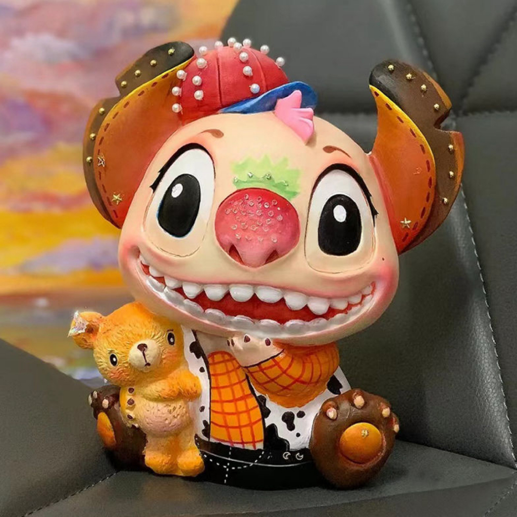 (A018) Tượng nhựa tô màu nhân vật Stitch mô hình tô tượng giải trí ống tiết kiệm trang trí quà tặng 