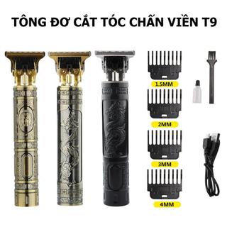 Tông đơ cắt tóc cạo râu VINTAGE-T9 chấn viền nhỏ gọn, sạc bằng điện pin bền đa năng