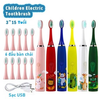 Bàn chải đánh răng tự động cho bé 6 đầu thay thế, { CÓ BẢO HÀNH} bàn chải điện cho bé  tiện dụng an toàn