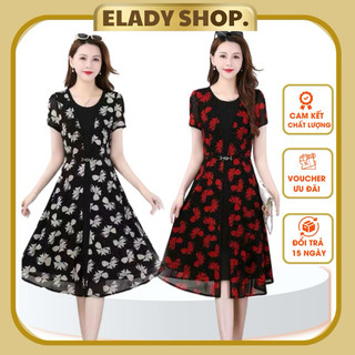 Đầm nữ trung niên Váy trung niên cho mẹ hàng Quảng Châu, chất vải voan 2 lớp mềm nhẹ, mịn mát, co giãn 4 chiều