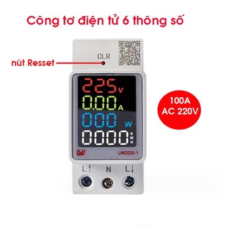 Công tơ điện tử 6 thông số 100A LW DSS1 ,đồng hồ đo điện,thiết bị đo công suất lắp phòng trọ,hộ gia đình.