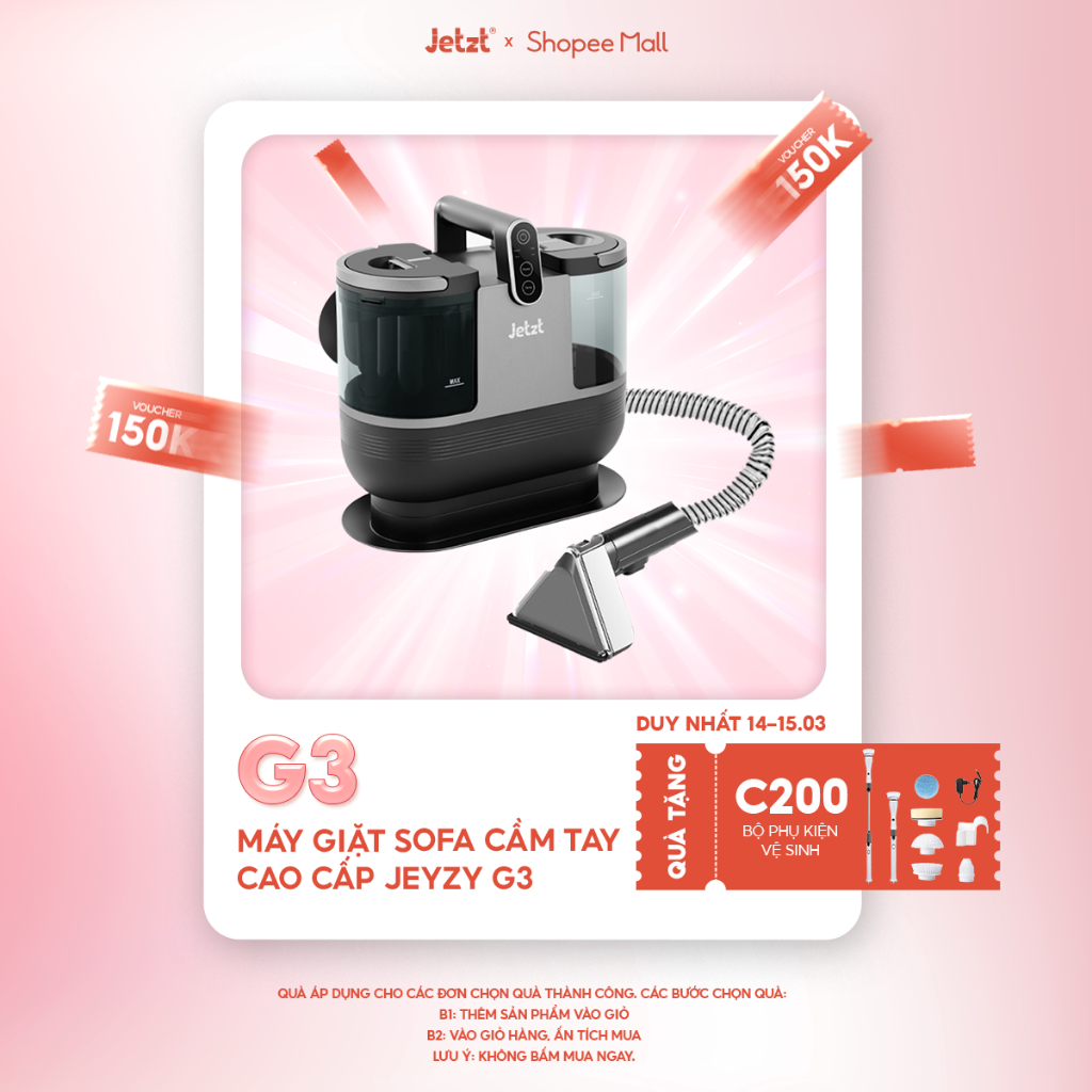 Máy giặt cầm tay cao cấp Jetzt G3 dành cho ghế sofa, nệm thảm