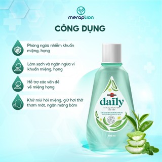  Nước súc miệng họng thảo dược MEDORAL DAILY 500ml giúp thơm miệng làm sạch và ngăn ngừa vi khuẩn 