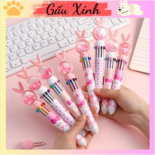 Bút 10 màu Nhũ Thỏ Hồng Cute