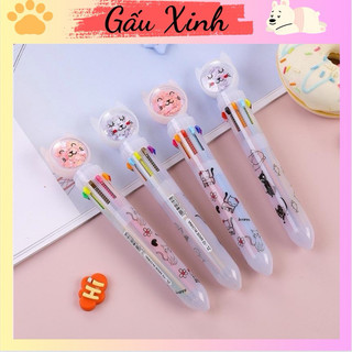 Bút 10 màu mèo xinh nhũ chảy