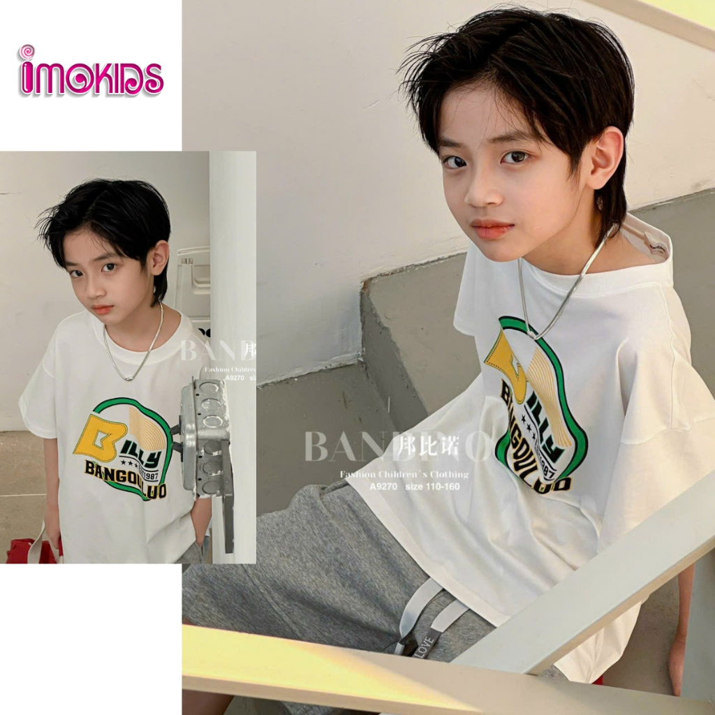 Áo thun bé trai size đại Banbino 18kg-45kg áo cộc tay cho bé cao cấp chất thun cao cấp co giãn thoải mái thời trang qate