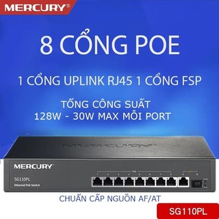 Mercury sg110pl switch 8 poe 128w full gigabit - vỏ thép ieee802.3af /at