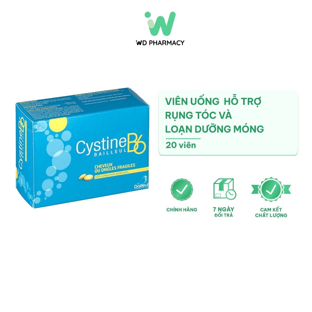 Cystine B6 hỗ trợ rụng tóc và loạn dưỡng móng Hộp 1 vỉ /20 viên