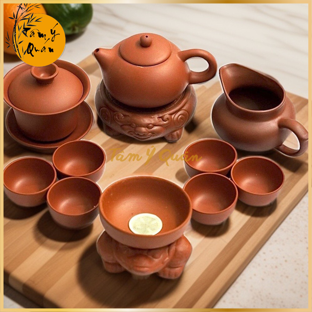 [Full Bộ] Bộ ấm chén uống trà gốm tử sa cao cấp phụ kiện bàn trà trà đạo tiện dụng chén tống lọc trà