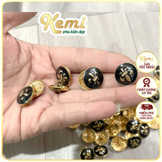 Set 5 nút áo sơ mi, cúc khuy đồng hình mác nổi size 1,5cm