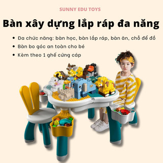Bàn xây dựng lắp ráp đa năng Hoa Anh Đào trẻ em,đồ chơi giáo dục,xếp hình cho bé