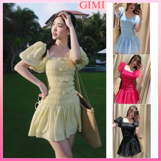 💕ĐẦM NHÚN THUN TAY BỒNG ĐÍNH NƠ TRẺ TRUNG KT💕GIMI (Kèm ảnh thật)