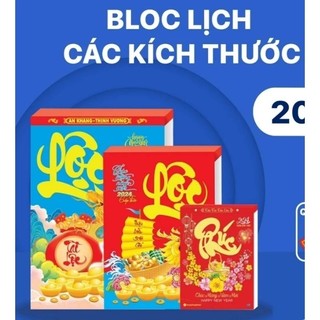 Lịch bloc đại năm 2024 giáp thìn, kích thước: 14.5x20.5 cm, 10.5x14.5cm