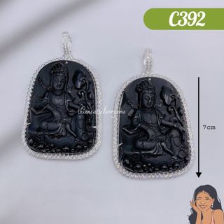 C392 mặt dây chuyền du hý quán âm bồ tát onyx bạc thật nguyên chất thiên cát