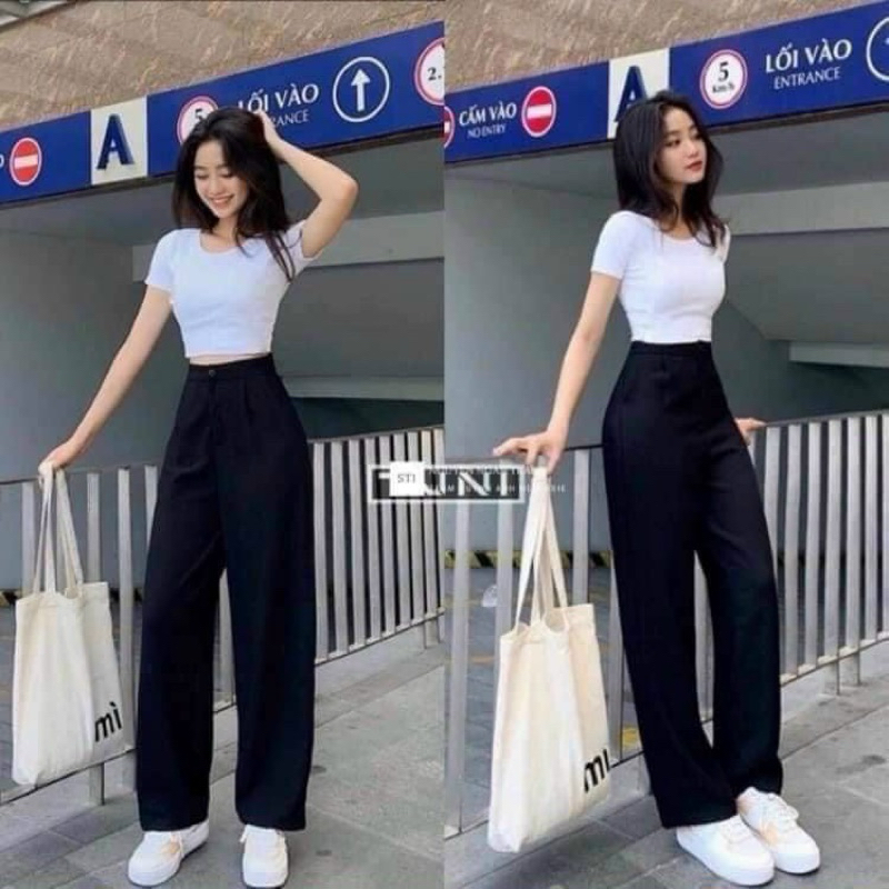 QUẦN ỐNG RỘNG LƯNG CAO (KÈM VIDEO HÌNH THẬT)