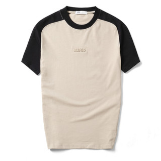 Áo thun nam HAFOS TYPO cổ tròn in nổi 2 màu vải Cotton cao cấp , Áo phông nam phối tay raplan chuẩn form Menswear