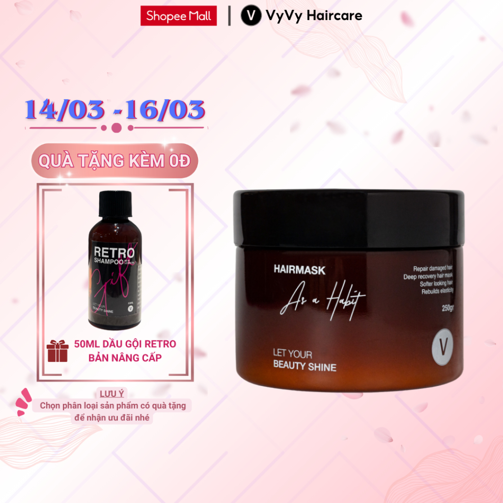 Kem ủ tóc phục hồi khô xơ hư tổn chiết xuất thảo dược giàu keratin và collagen as a habit vyvyhaircare V 250gr