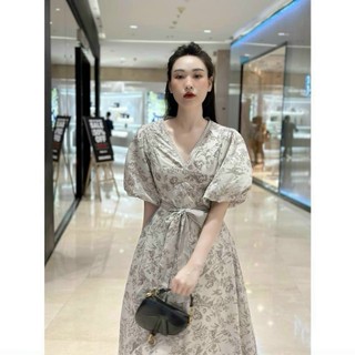 Đầm maxi cổ tròn dáng xòe tay phông chất kate ép bông đi làm đi chơi đều đẹp Ht154