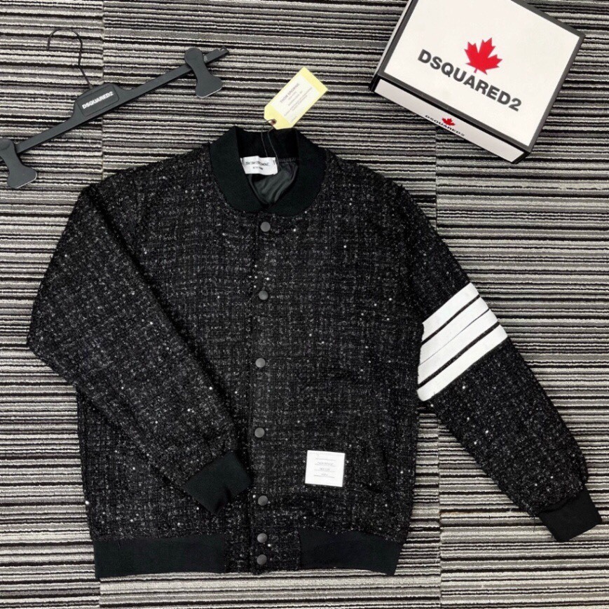 Áo khoác ngoài, áo khoác dạ kim tuyến thome brown 2 lớp áo dày dặn ấm áp nam nữ