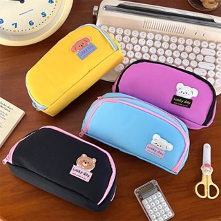  Hộp Bút Vải Nhiều Ngăn Gắn Logo Hình Thú Thêu Nổi Xinh Xắn 