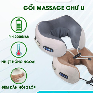 Gối Massage Cổ Chữ U - Dùng Đeo Cổ Đa Chức Năng Trị Liệu Giảm Đau Mỏi Cổ Vai Gáy Mẫu Mới 2024 shop_huy_anh_013