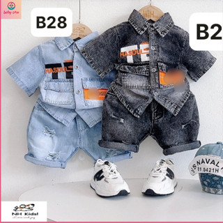 [Loại 1] Bộ cộc tay cho bé trai, bộ đồ jean cho bé trai hàng Quảng Châu cao cấp (B27, B28) (From từ 10-20kg)