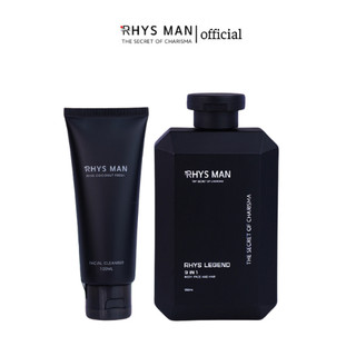 {Bộ 2 SP-Ko Túi hộp} Sữa rửa mặt nam hương dừa 100ml + Sữa tắm gội nam Rhys Legend 3in1 350ml